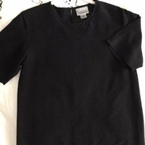 Career Essentials Basic Black Silk Top M-L